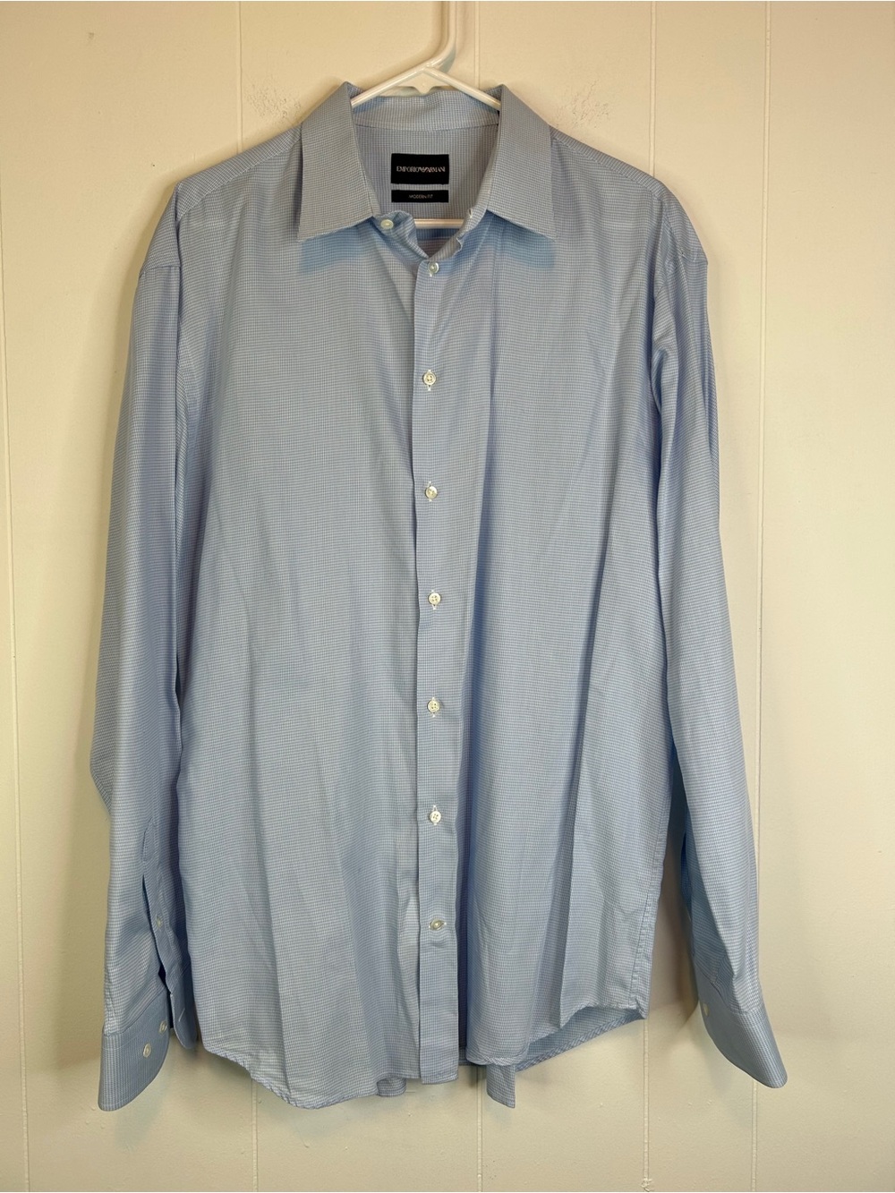 Emporio Armani Men’s 43/17 Long Sleeve Button Up Dress Shirt Blue 314